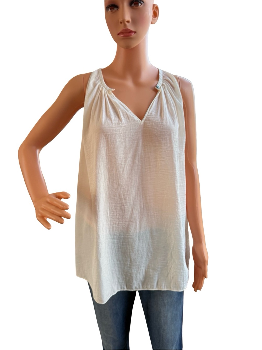 Catherine Malandrino Cream V-Neck Sleeveless Tank